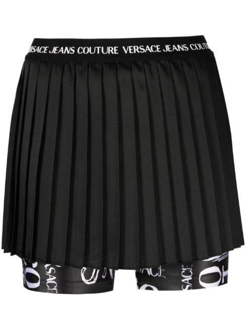 logo waistband pleated skorts by VERSACE