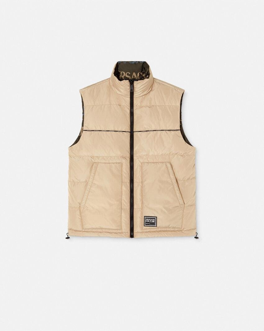 logowave reversible puffer vest by VERSACE