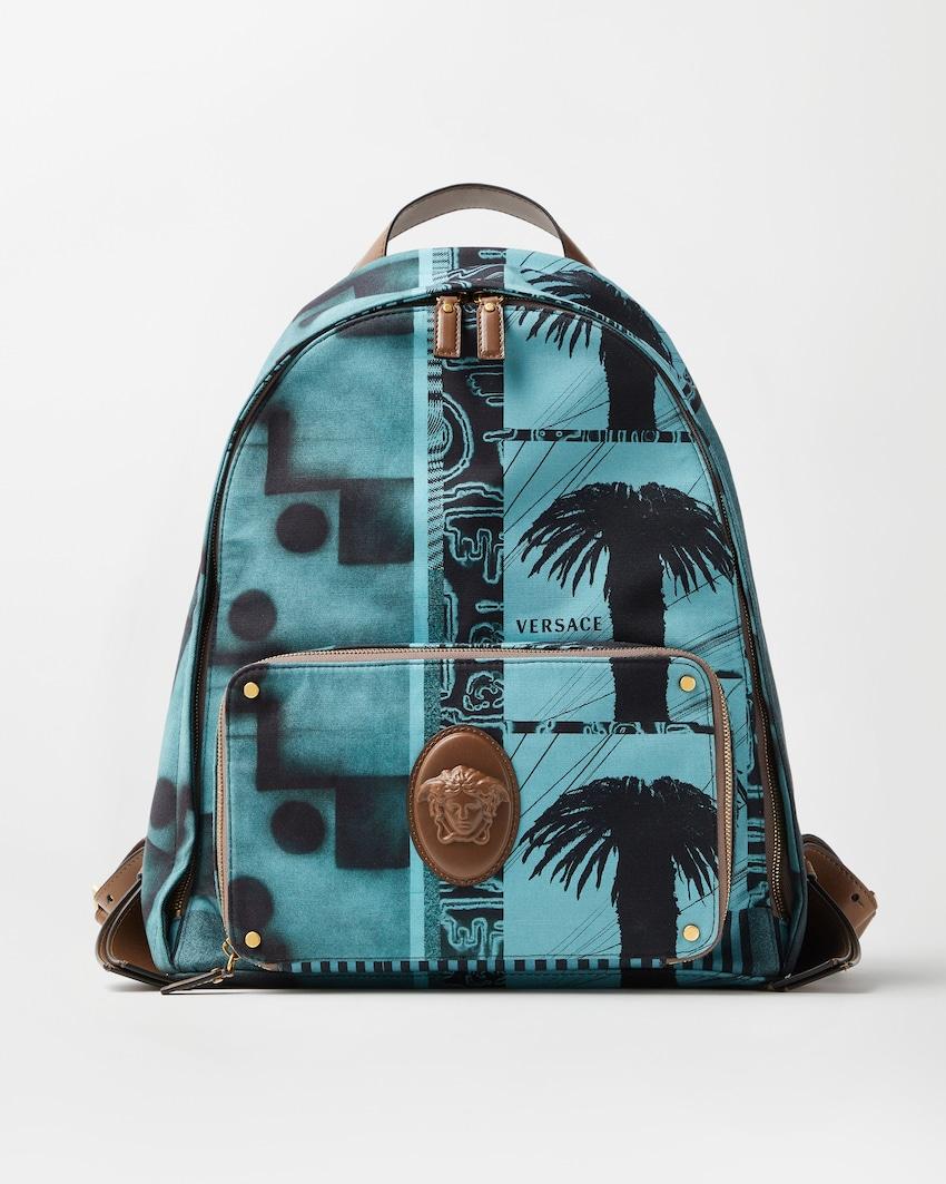lou printed canvas backpack by VERSACE