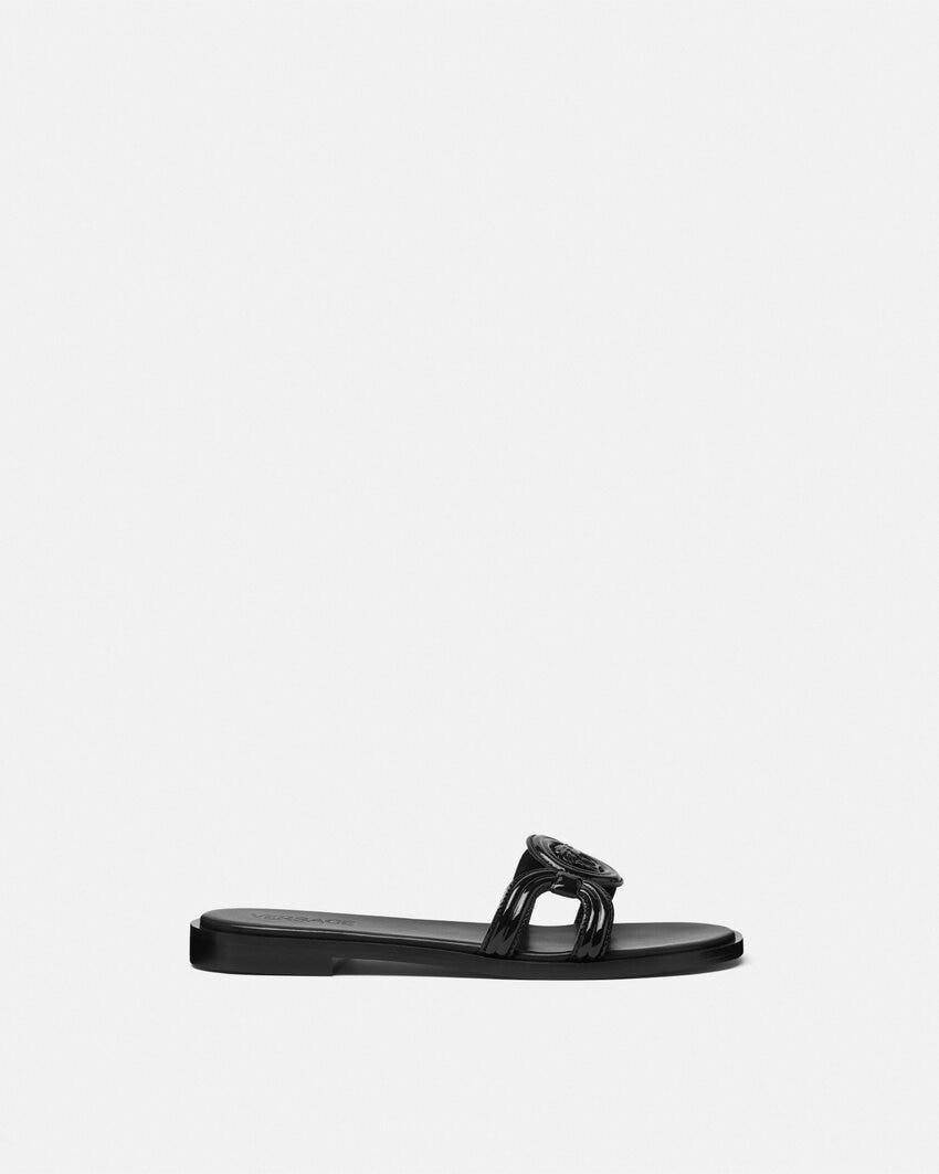 medusa 95 patent flat sandals by VERSACE