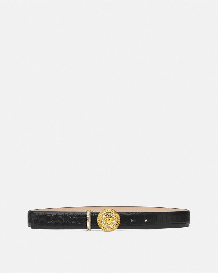 medusa biggie embellished croc-effect belt 3 cm by VERSACE