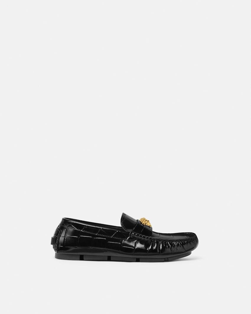 medusa leather driver shoes by VERSACE