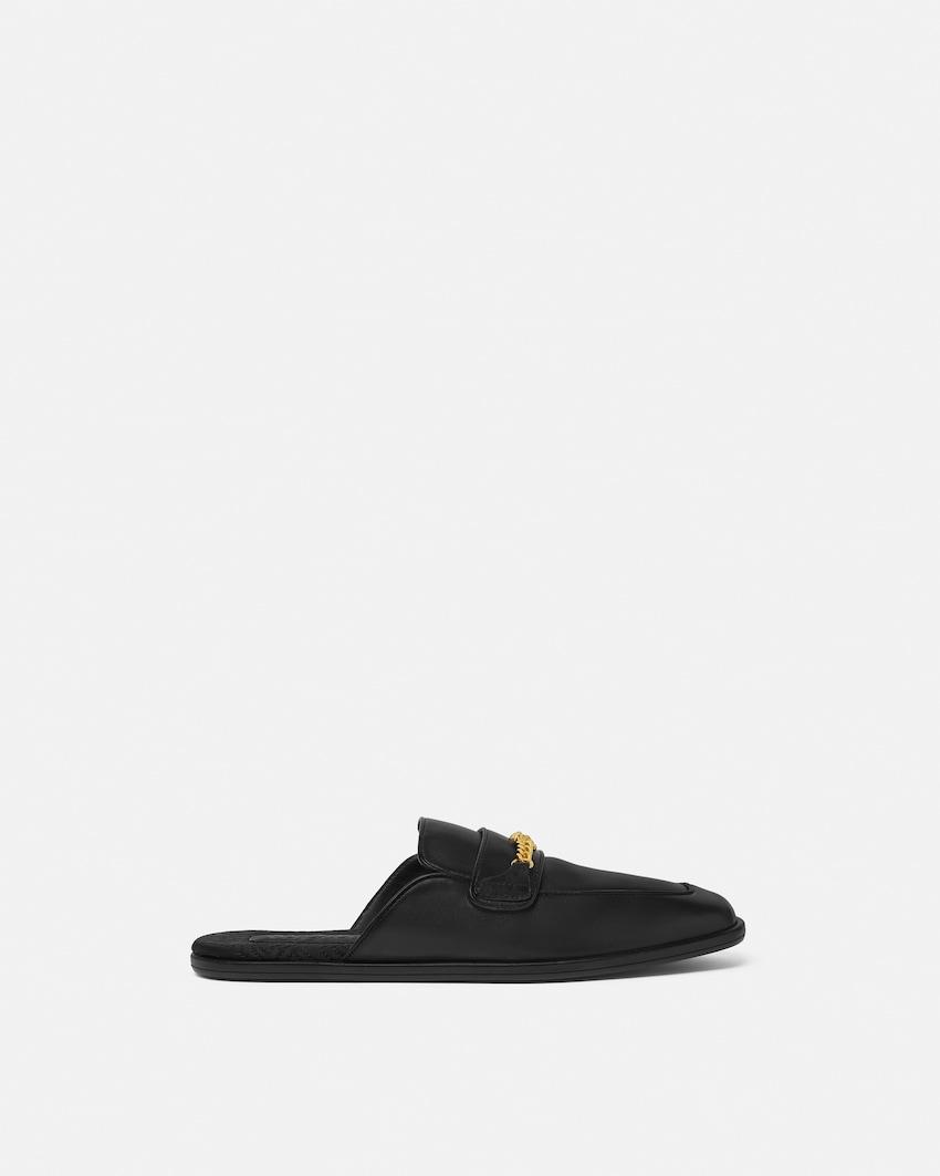 medusa leather slippers by VERSACE