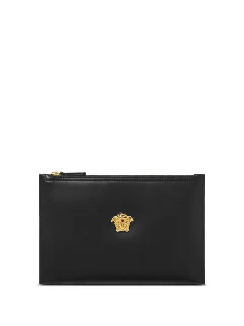 medusa-plaque leather clutch bag by VERSACE