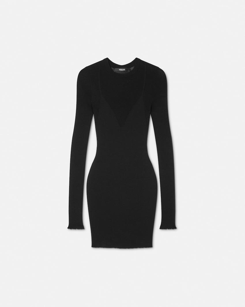 merino wool fitted knit mini dress by VERSACE