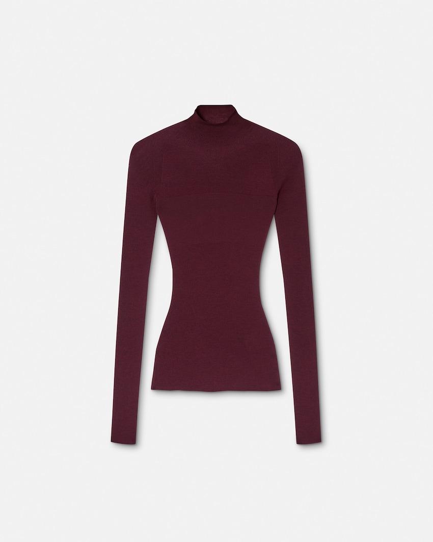 merino wool fitted ribbed knit top by VERSACE