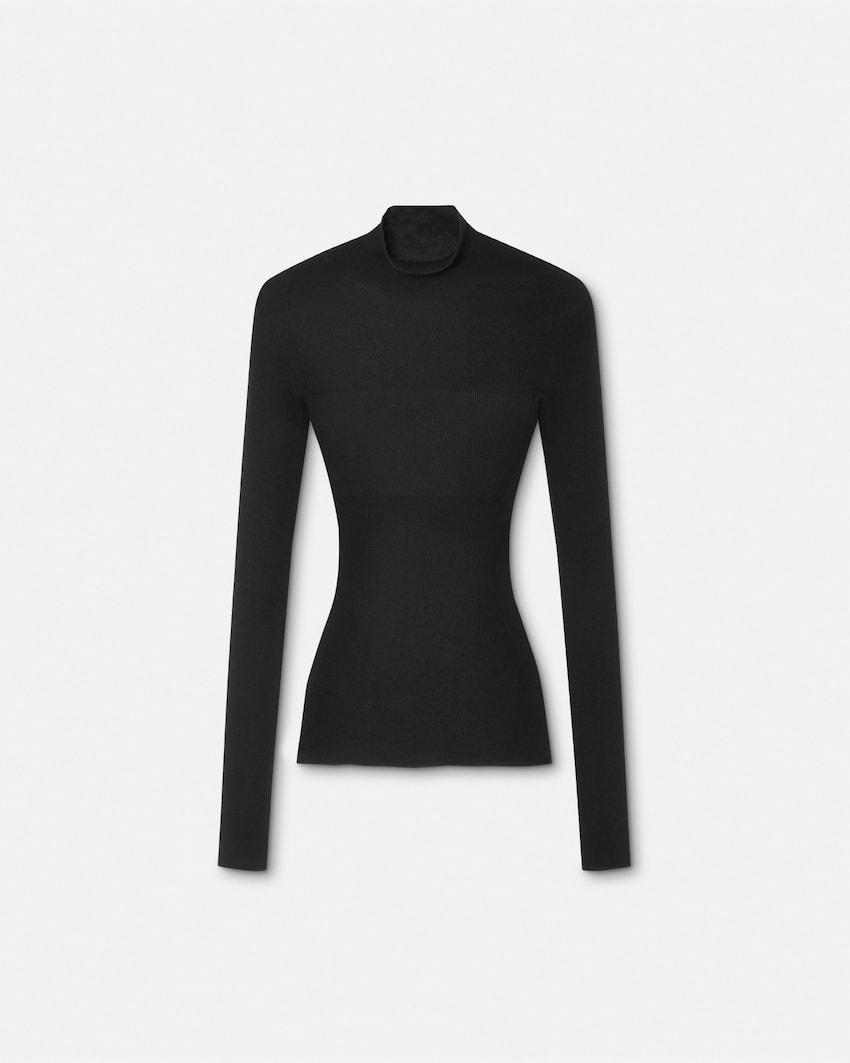 merino wool fitted ribbed knit top by VERSACE