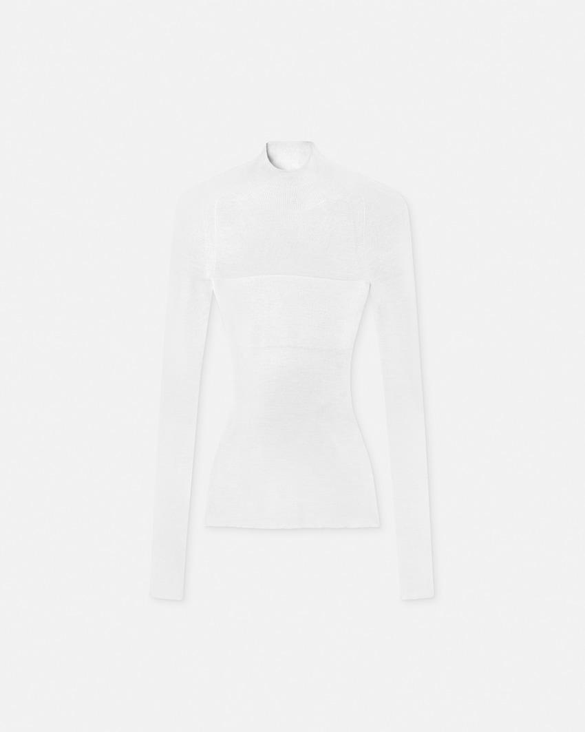 merino wool fitted ribbed knit top by VERSACE