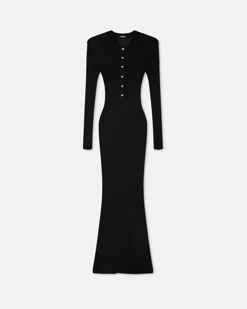 merino wool ribbed knit maxi dress by VERSACE