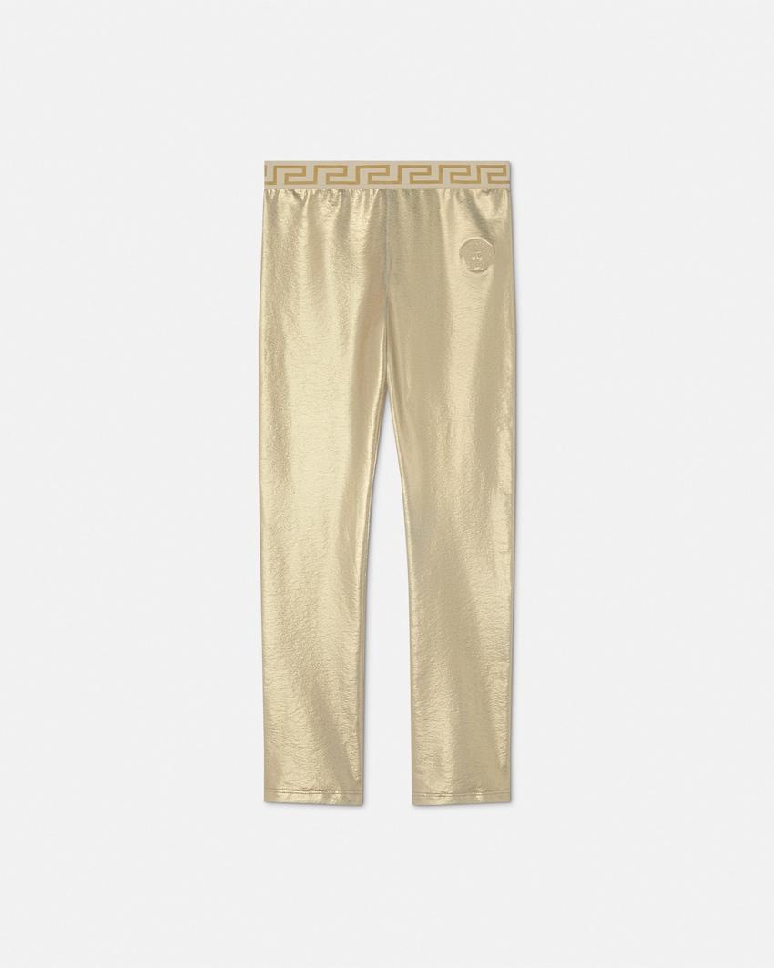 metallic greca kids leggings by VERSACE