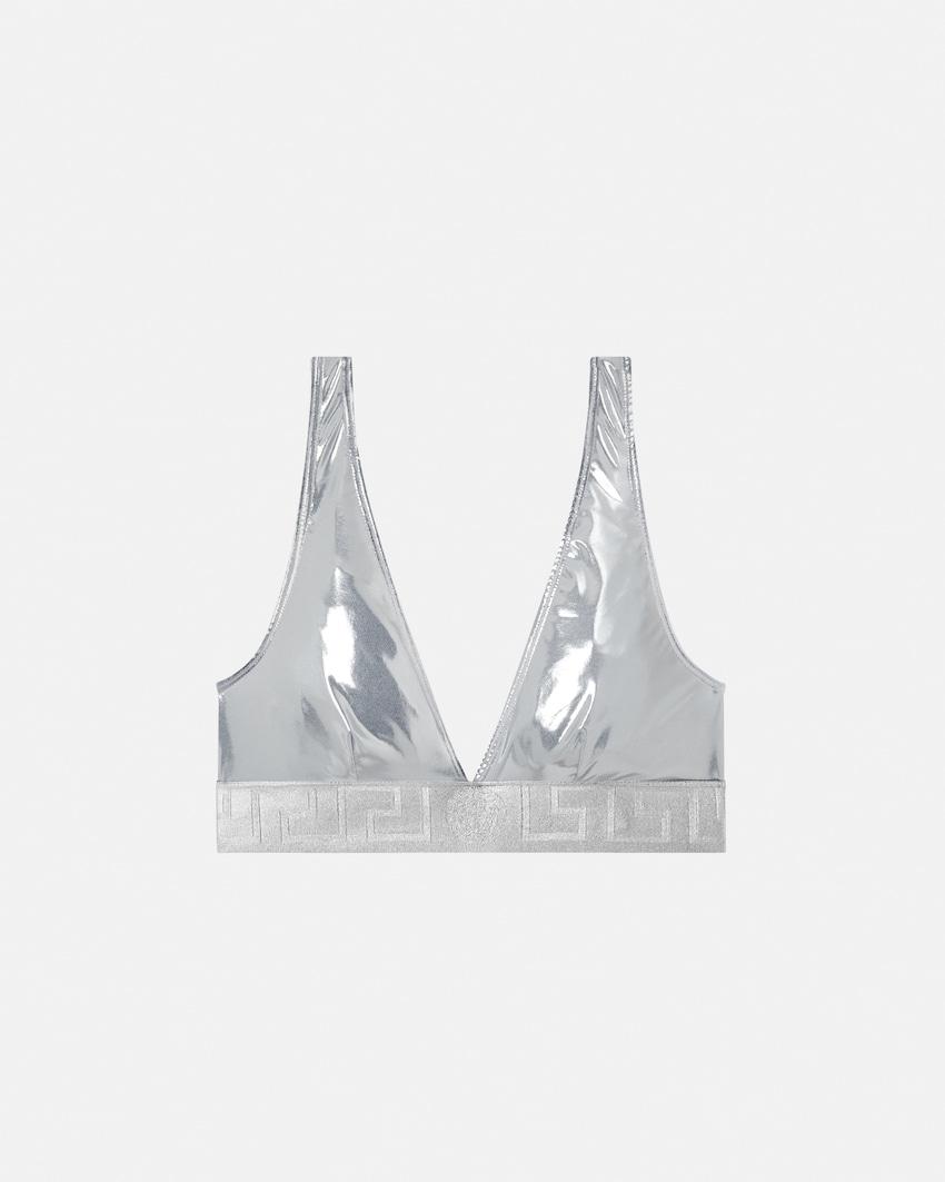 metallic triangle bikini top by VERSACE