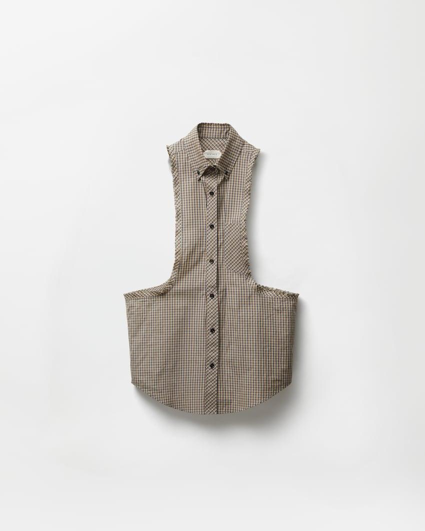 micro-check cotton-poplin sleeveless shirt by VERSACE