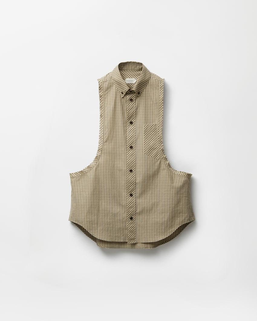 micro-checked cotton-poplin sleeveless shirt by VERSACE