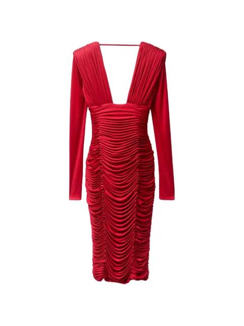 midi draped silk crêpe jersey dress by VERSACE