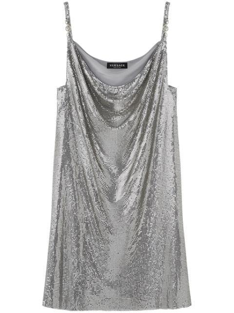 mini cowl-neck mesh dress by VERSACE
