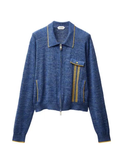 mouliné jacquard knit zip cardigan by VERSACE