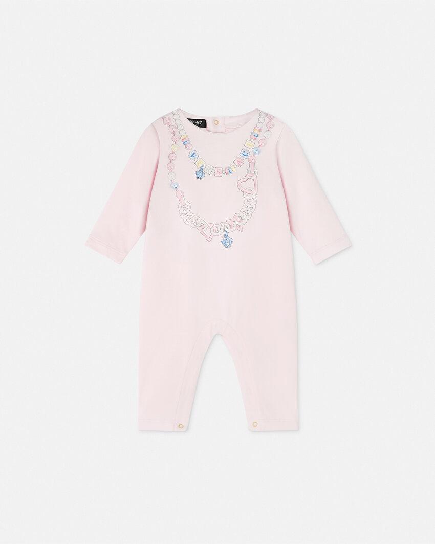 necklace logo baby sleepsuit by VERSACE