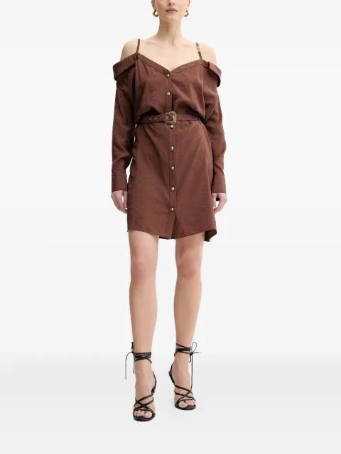 off-shoulder belted shirt dress by VERSACE