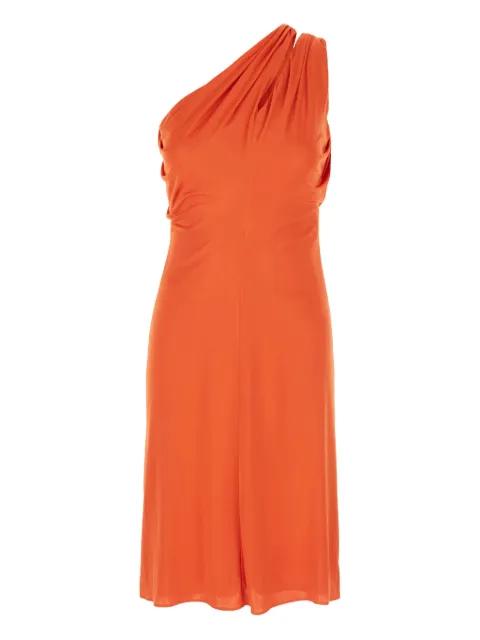 one-shoulder draped midi dress by VERSACE