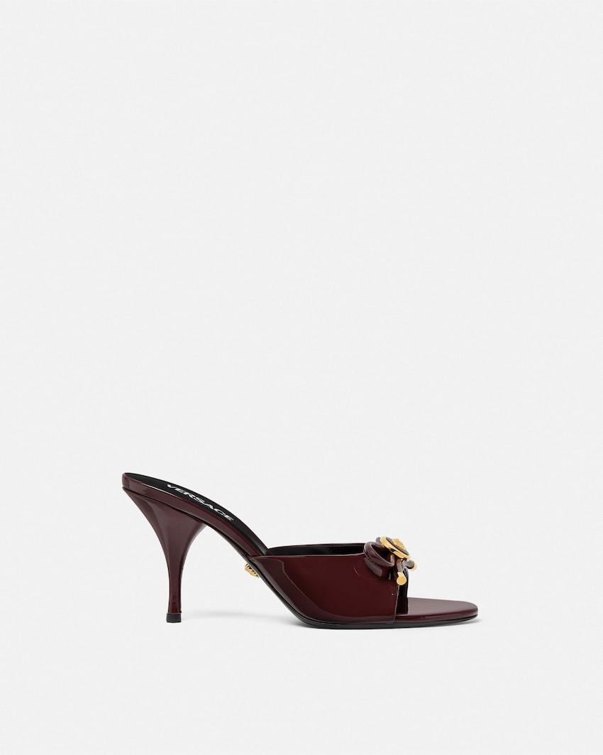 opera bow patent mules 85 mm by VERSACE