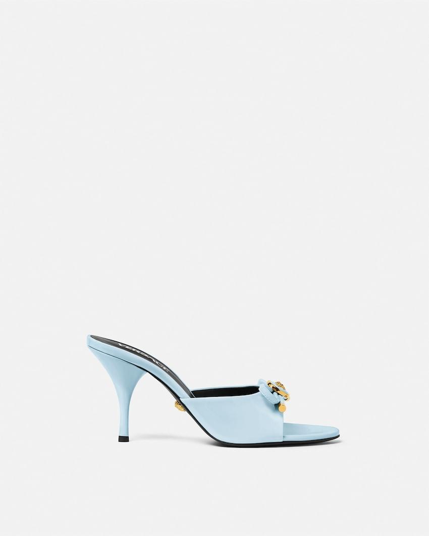 opera bow patent mules 85 mm by VERSACE