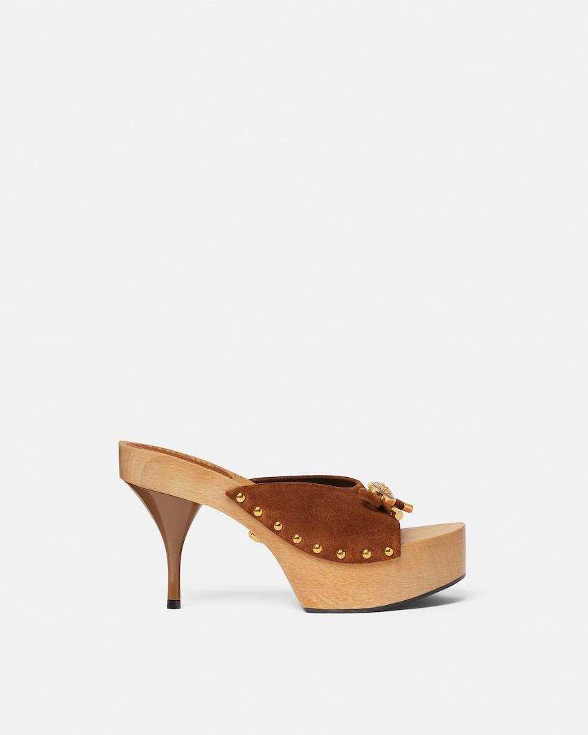 opera bow suede clogs 110 mm by VERSACE