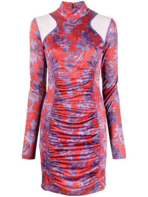 paisley-print ruched minidress by VERSACE