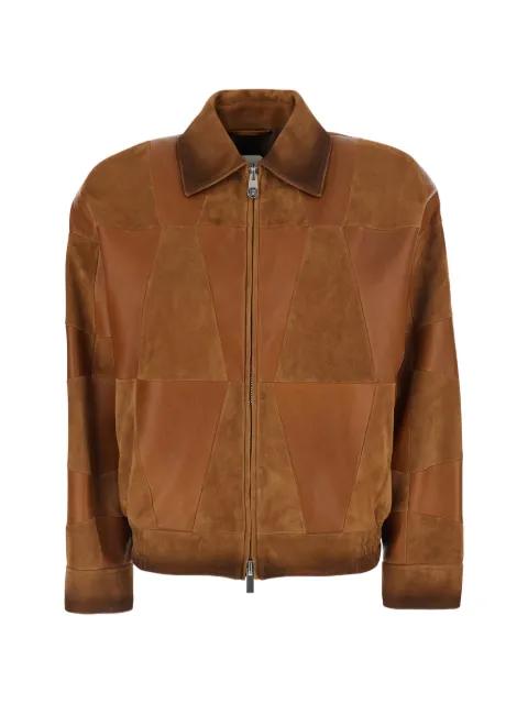 patchwork leather jacket by VERSACE