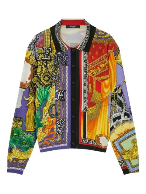 patchwork-print button-front cardigan by VERSACE
