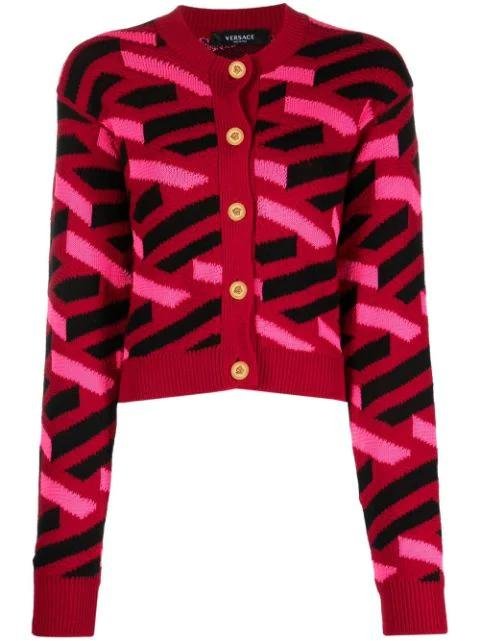 patterned intarsia-knit cardigan by VERSACE