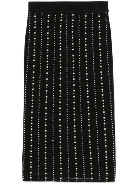 pearl-embellished midi skirt by VERSACE