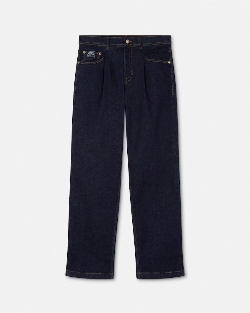 piece number slim-fit jeans by VERSACE