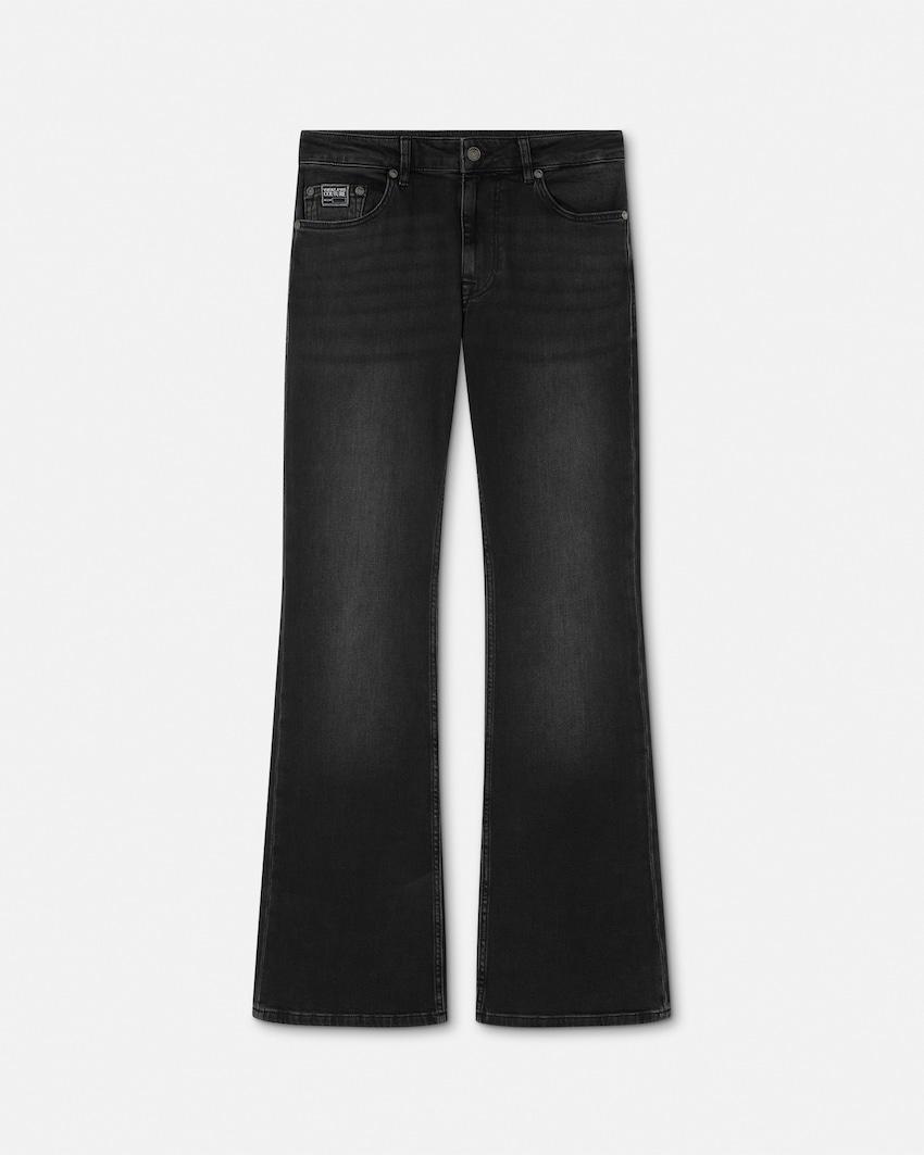piece number slim-fit jeans by VERSACE