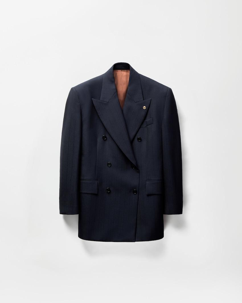 pinstripe wool blazer by VERSACE