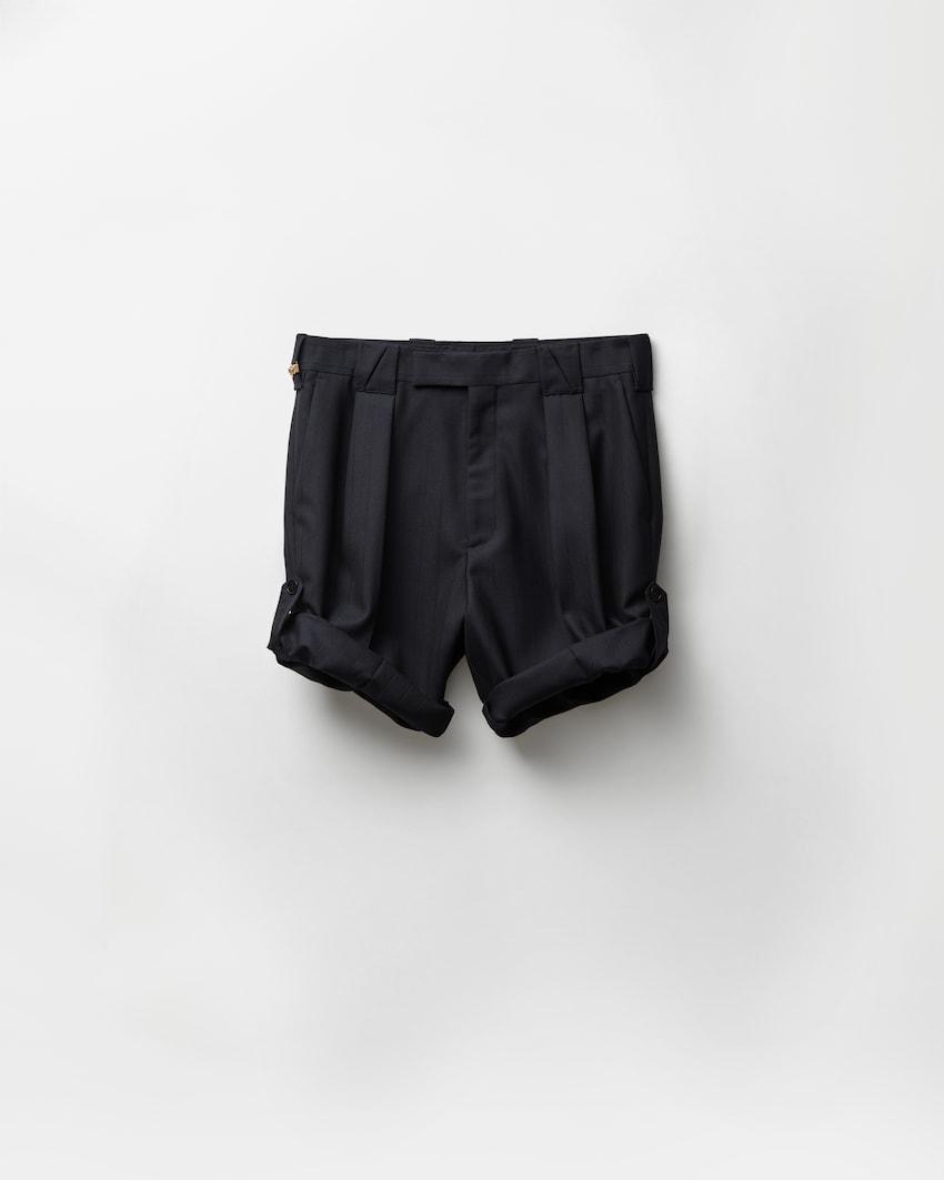 pinstripe wool formal shorts by VERSACE