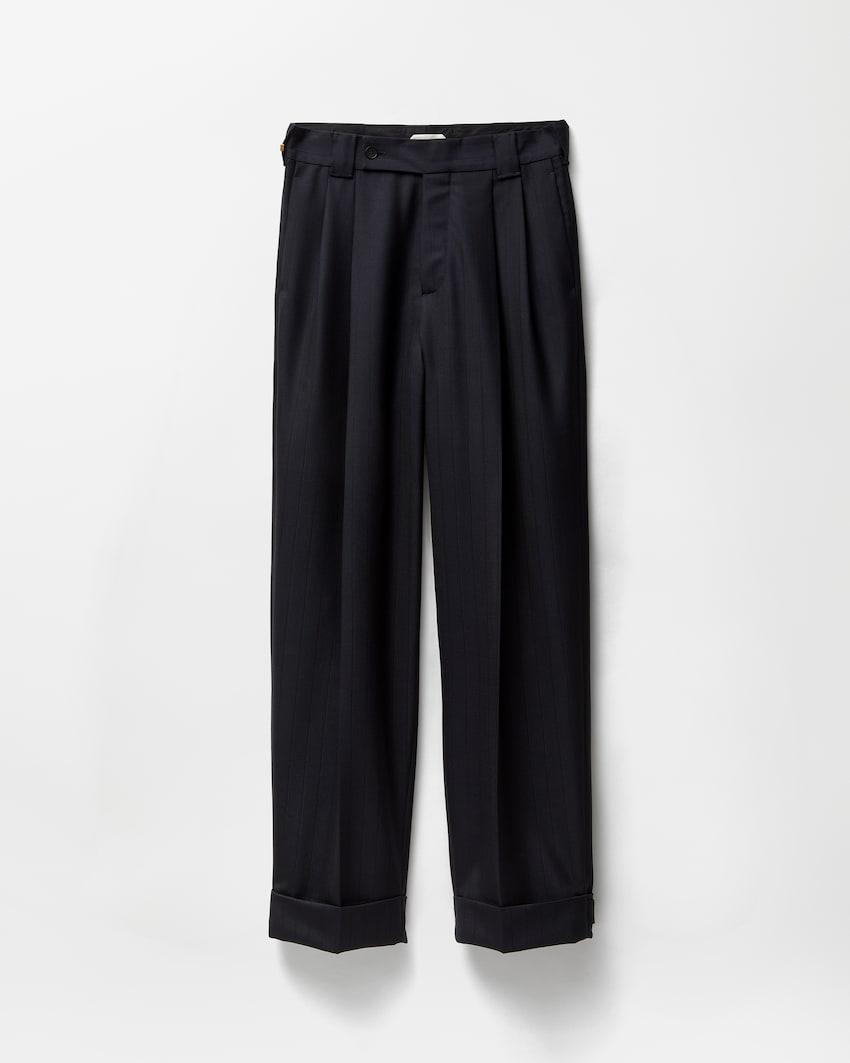 pinstripe wool twill oversized pants by VERSACE