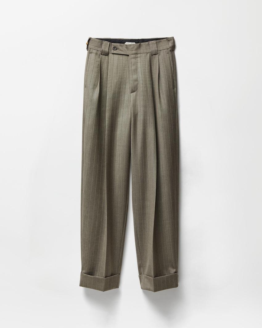 pinstripe wool twill oversized pants by VERSACE