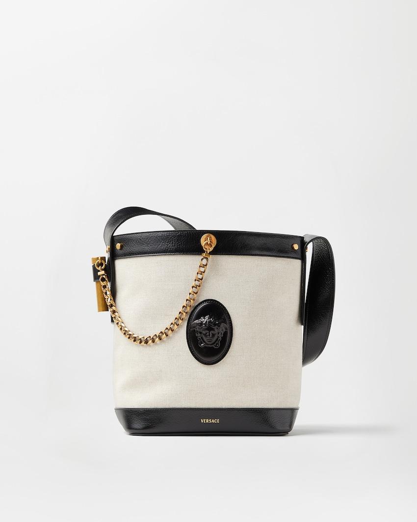 pivot small canvas bucket bag by VERSACE