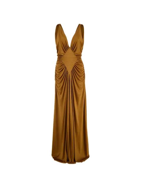 pleated V-neck gown by VERSACE