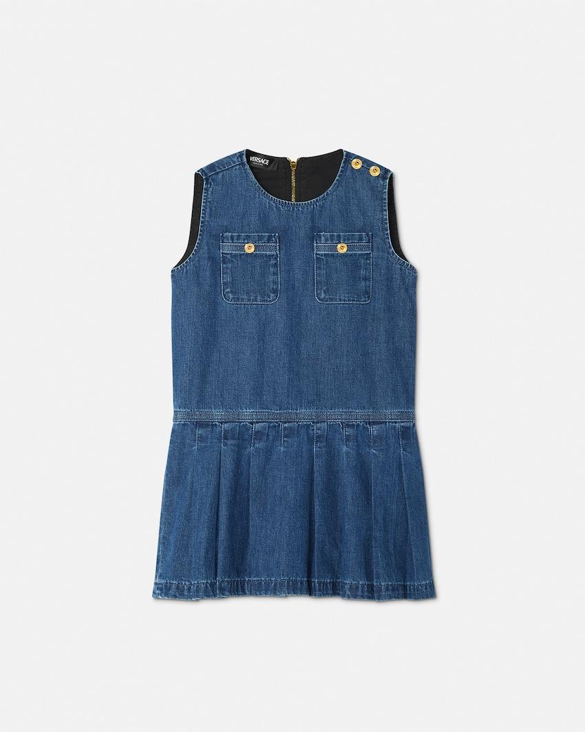 pleated denim kids dress by VERSACE