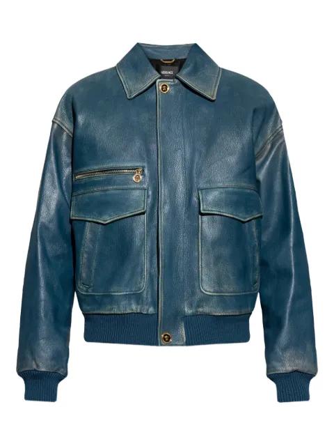pocket zip leather jacket by VERSACE