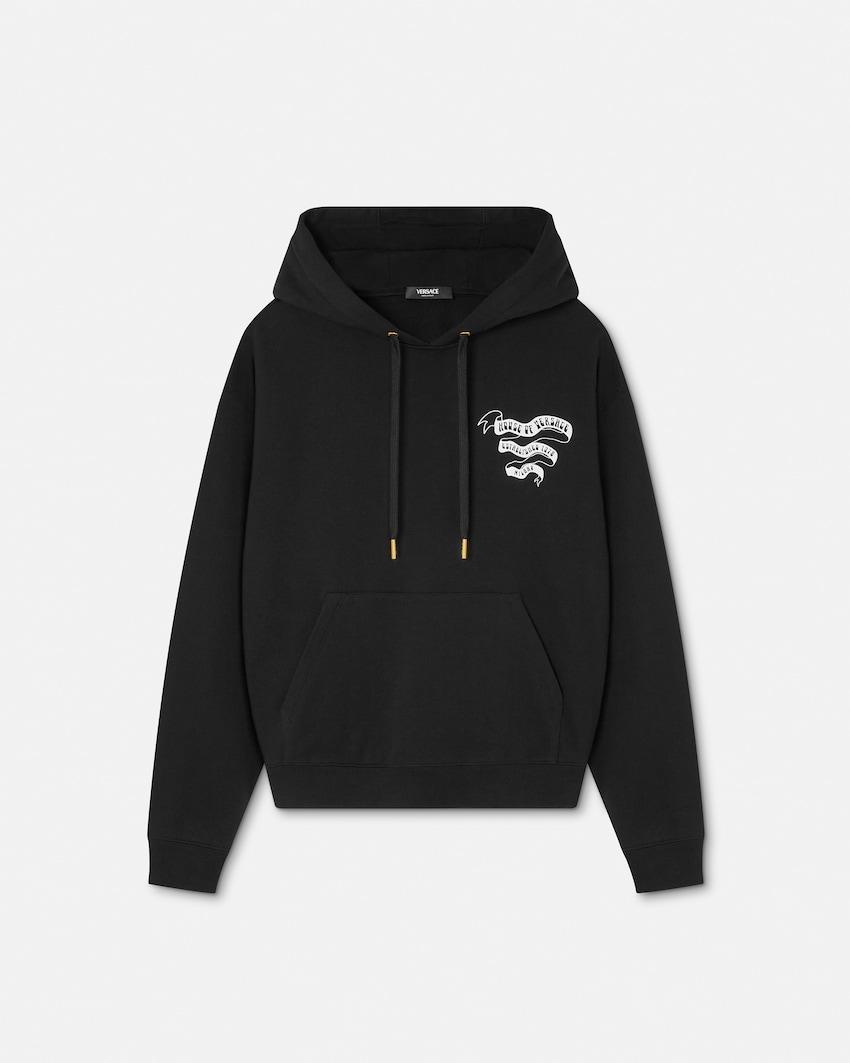 printed cotton-jersey hoodie by VERSACE