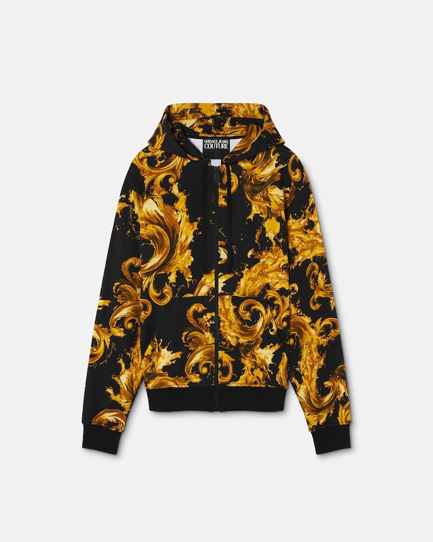 printed cotton-jersey zip hoodie by VERSACE