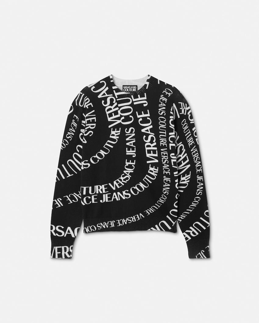 printed cotton knit sweater by VERSACE