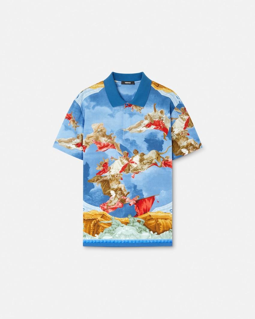 printed cotton pique polo by VERSACE