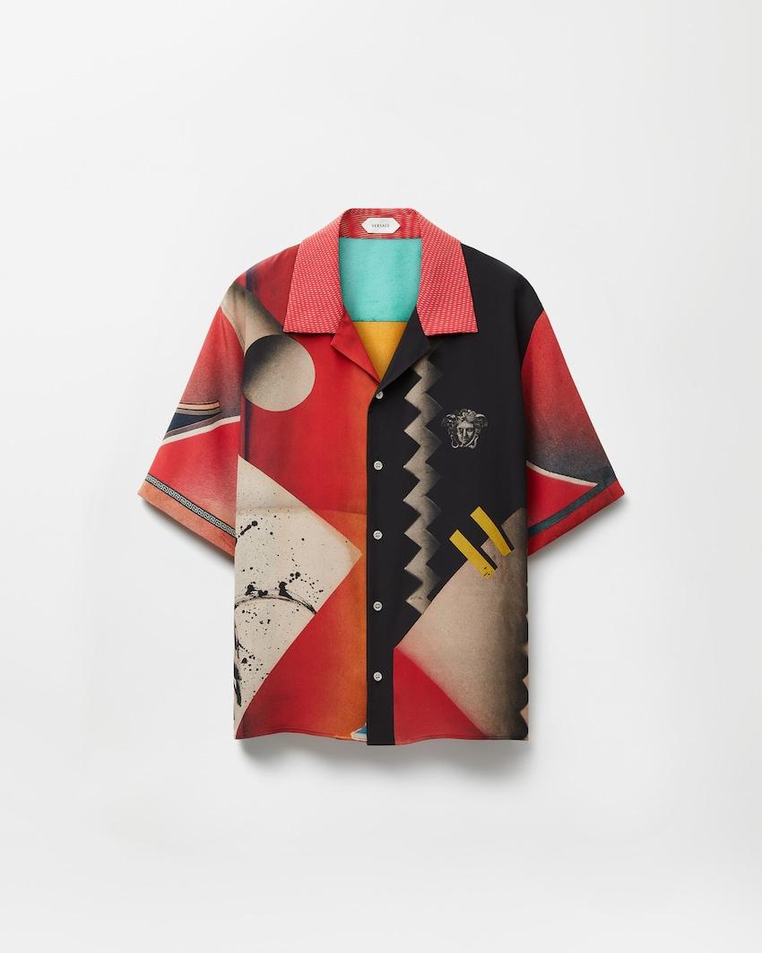printed crepe de chine silk shirt by VERSACE