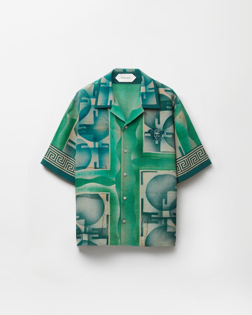 printed crepe de chine silk shirt by VERSACE