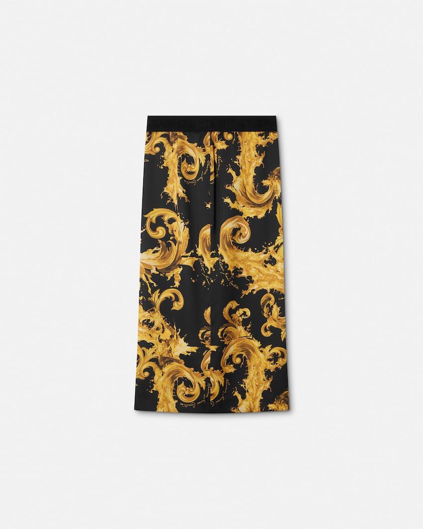 printed envers-satin midi skirt by VERSACE