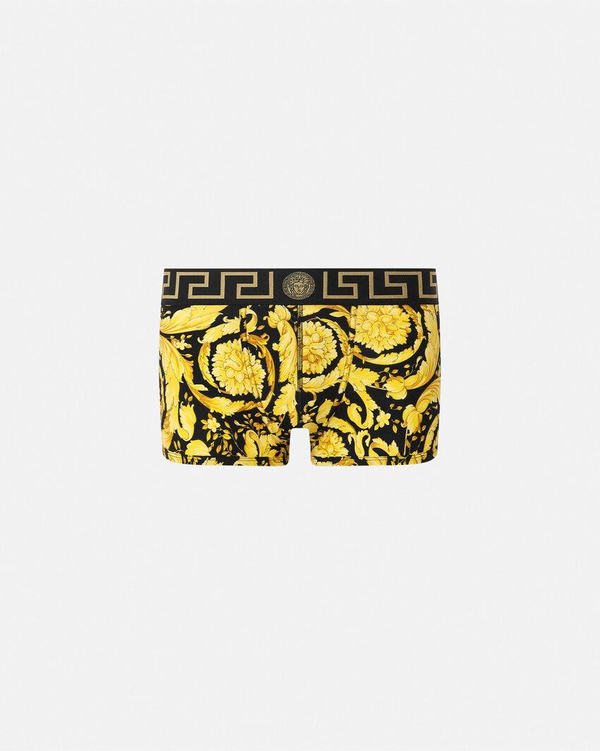 printed jacquard cotton-jersey trunks by VERSACE
