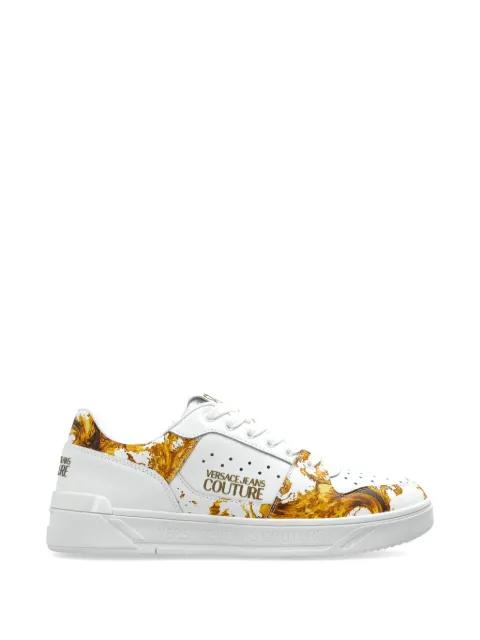 printed leather sneakers by VERSACE